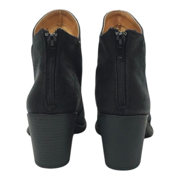 Qupid Ankle Boot Women Size 9 Chunky Block Heel Faux Suede Back Zip Bootie Black - Picture 4 of 16